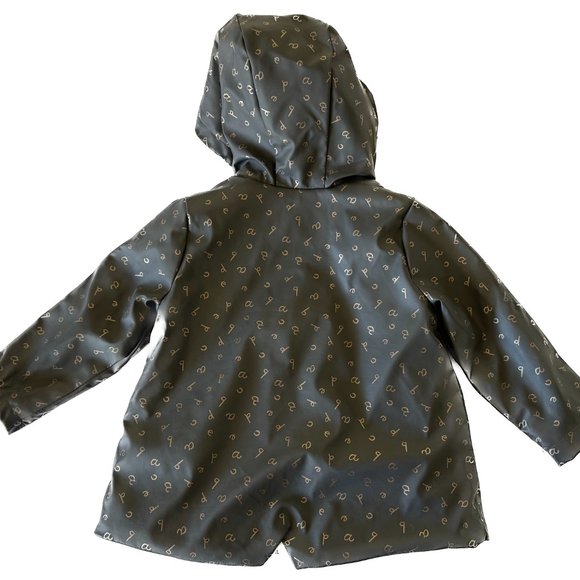 Zara Baby Rubberized Faux Fur Lined Raincoat Alphabet Letter ABC Print Navy 2 3 - Picture 12 of 16